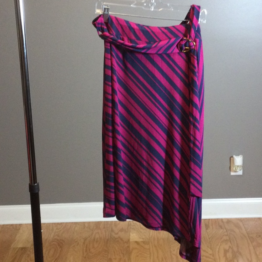 NWT 1X IMAN Stylish Fuchsia Pink and Blue Striped Skirt